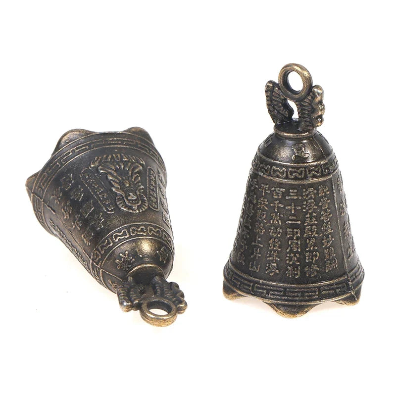 Mini Antique Brass Guanyin Bell Sculpture Set of 2