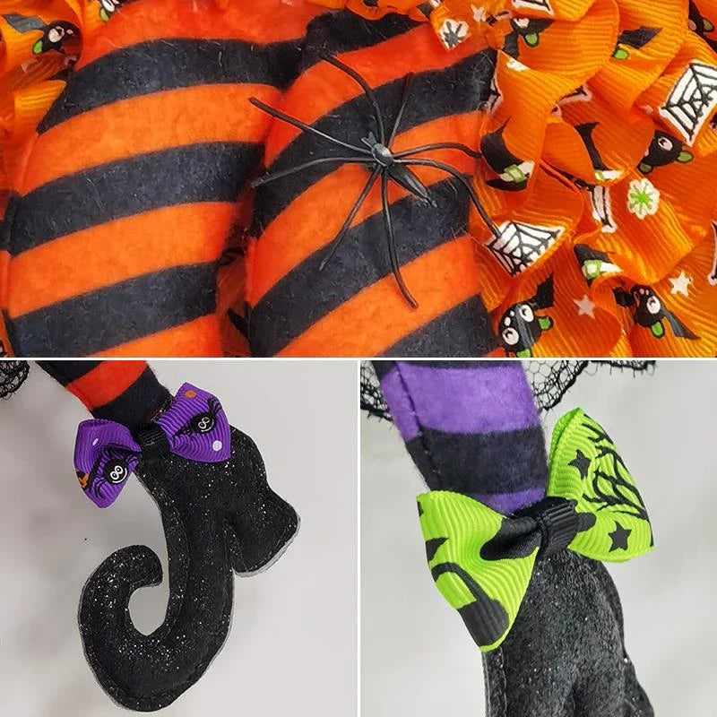Halloween Witch Hat Leg Door Wreath – Spooky Hanging Garland