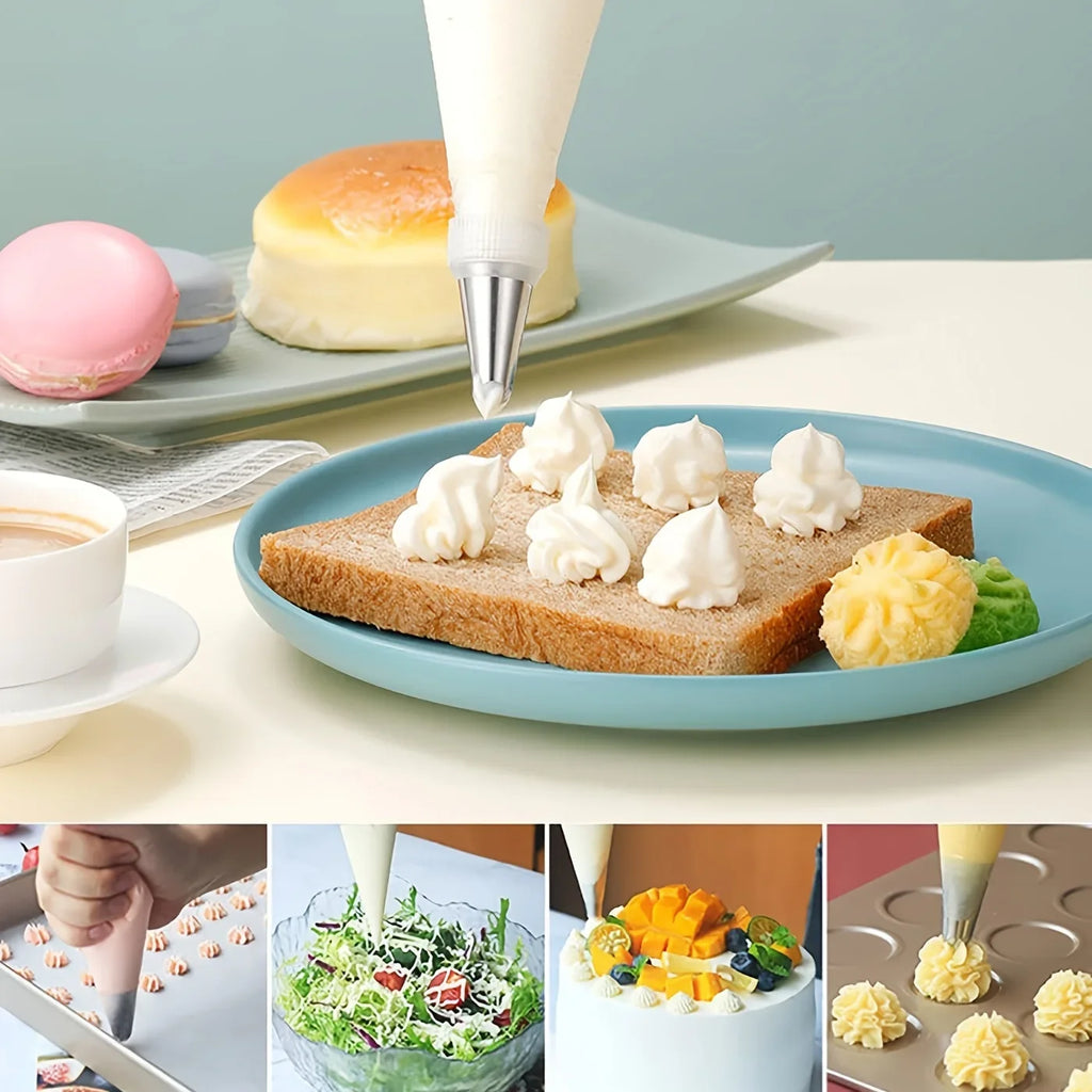 100-Pc Disposable Piping Bags with Ties & Clips for Baking