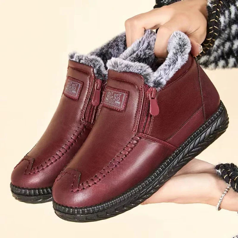 YBQJOO Women's Ankle Snow Boots – Warm Winter Suede Zip