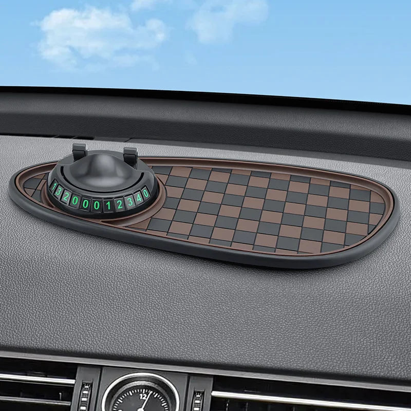 Car Dashboard Anti-Slip Mat Phone Holder & Parking Number Pad
