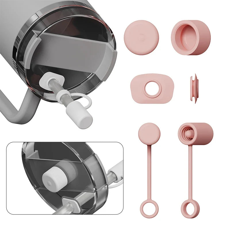 Silicone Straw Cover Cap Reusable Leak-proof Stopper Stanley Cup Cups