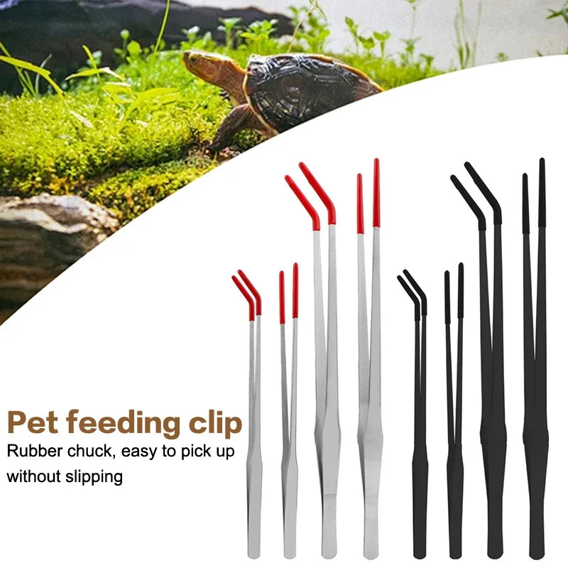 Reptile Feeding Tongs – Stainless Steel & Rubber Tip Pet Tweezers