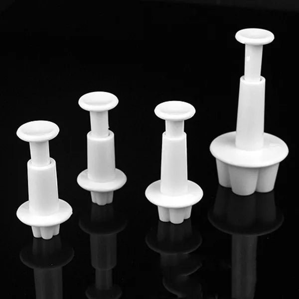 4-Piece Plum Flower Plunger Fondant Cutter Mold Set
