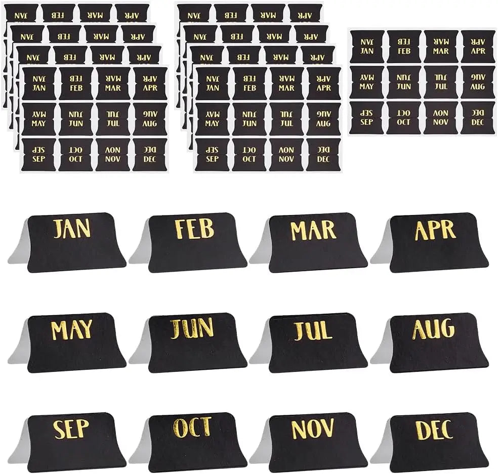 Monthly Planner Stickers Black & Gold – 120pc Self-Adhesive Labels