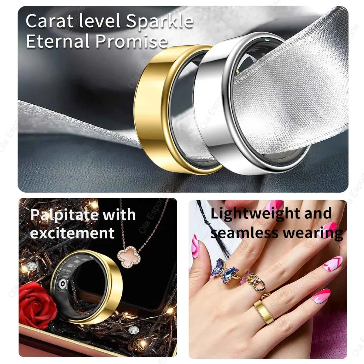 R09 Smart Ring Men Women Charging Case Heart Rate Blood Oxygen Skin