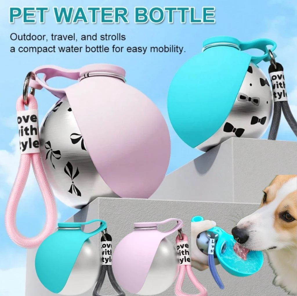 Dogs Cats Outdoor Portable Water Cup 304 Stainless Steel Pet Feeder