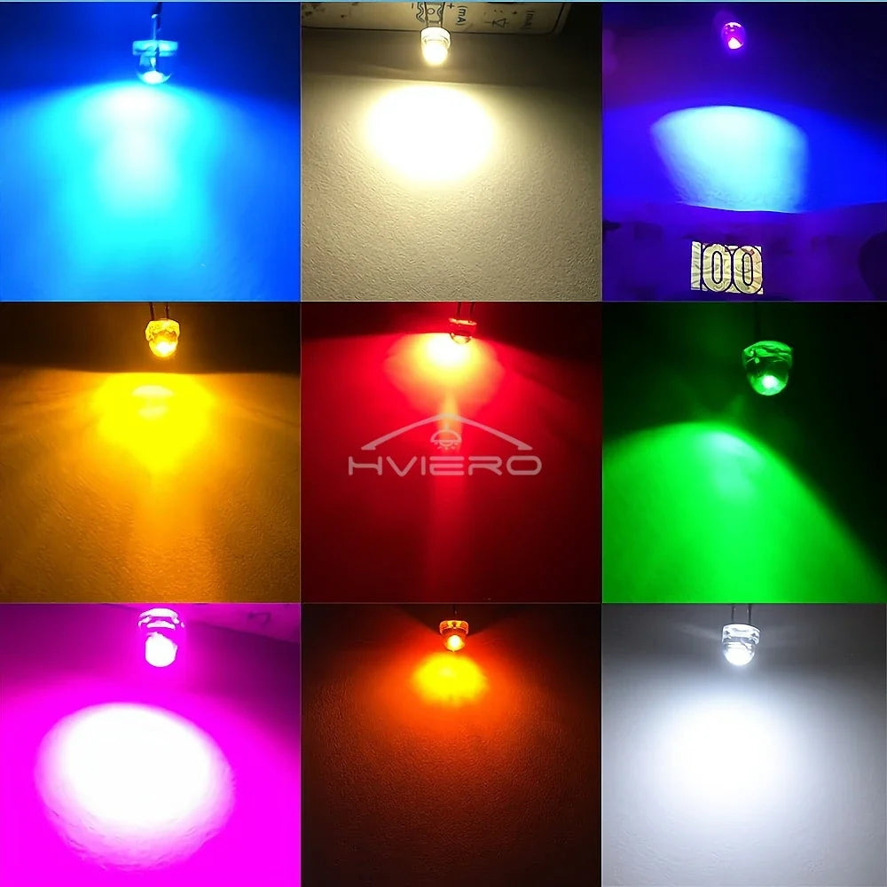 500/1000PCS F5 5mm Straw Hat LED Diodes | Ultra Bright Multi-Color