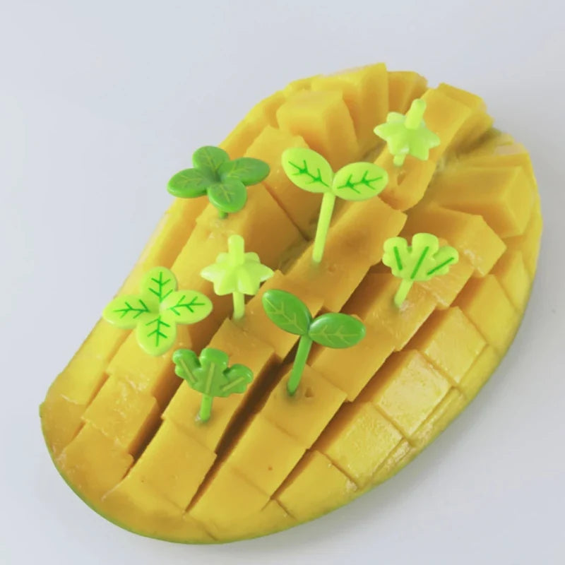 8-Piece Mini Fruit Forks – Leaf Cake & Salad Picks for Kids