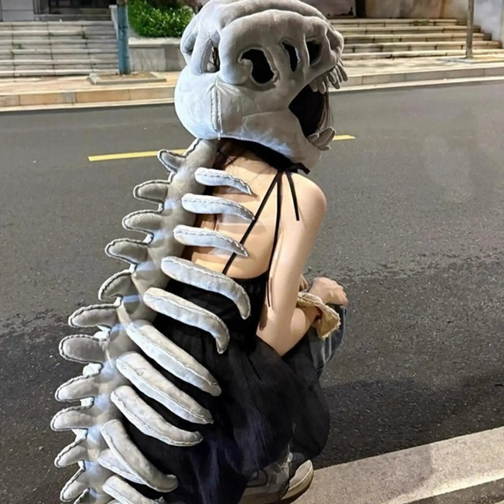 Dinosaur Skeleton Plush Costume – Kids & Adults Halloween