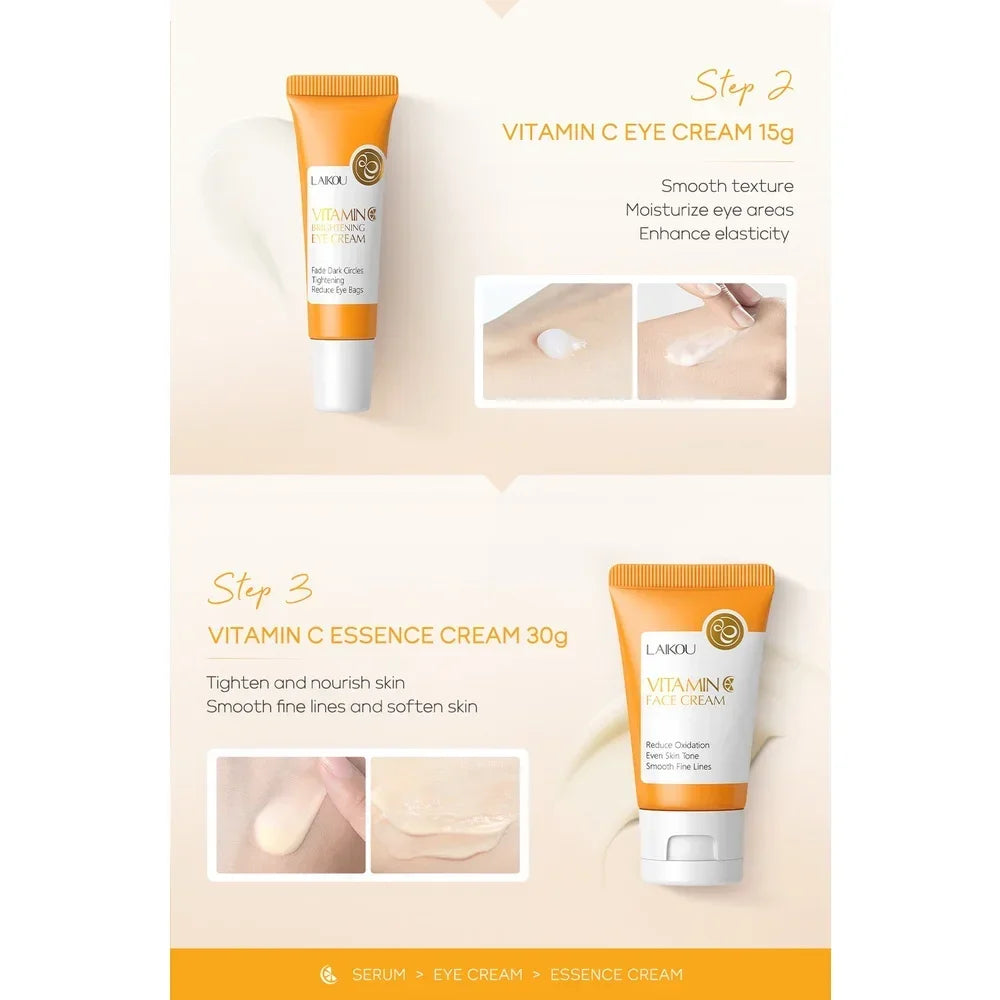 LAIKOU Vitamin C Facial Set – Hydrating & Brightening 3 Pcs