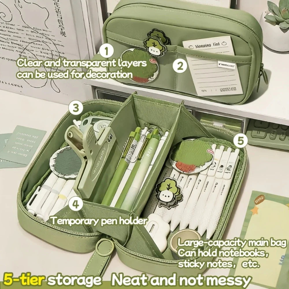 Volcano Pencil Case 3-Layer Compartment Stationery Organizer