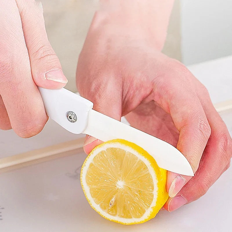 Folding Ceramic Fruit Peeler – Portable Mini Apple & Melon Knife