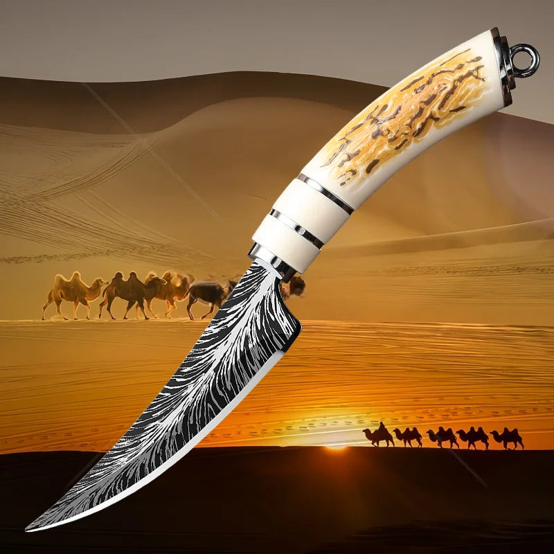 Damascus Curved Boning Knife | Stainless Steel Fruit & Meat Knife