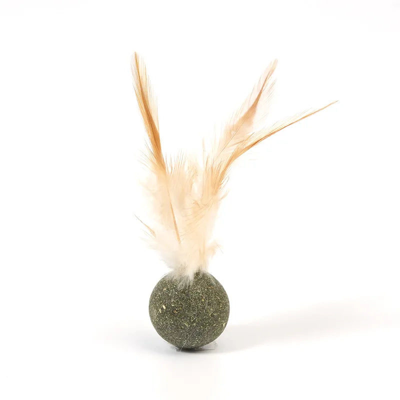 Popular Chicken Feather Rubber Elastic Ball Throwing Cat Toy