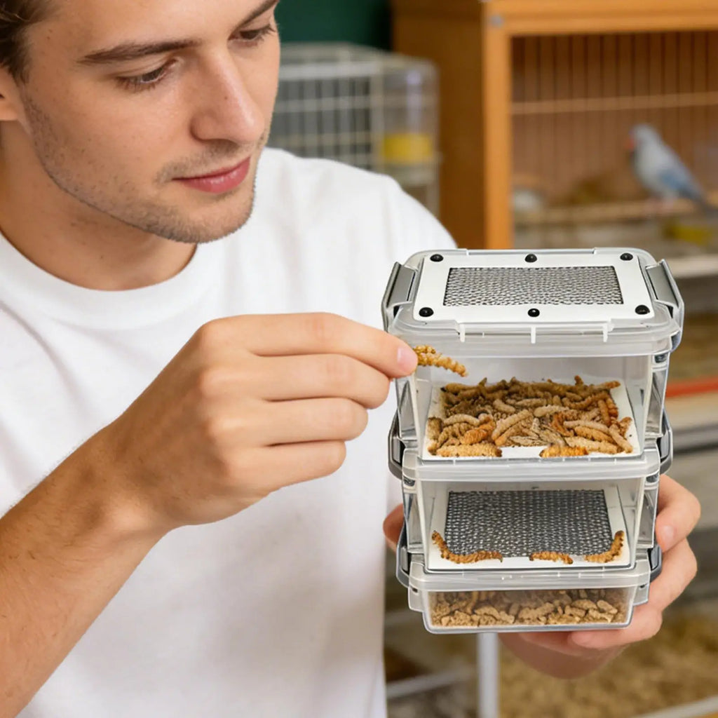 3-Layer Mealworm Breeding Kit – Transparent Feeder Bin