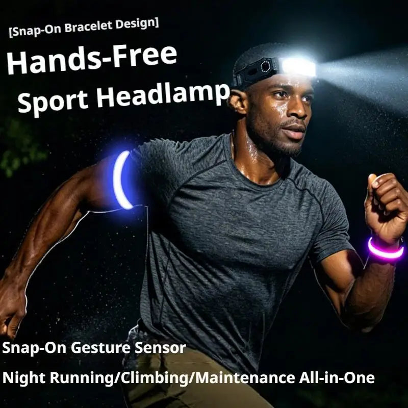 3-in-1 COB LED Headlamp Wristband USB Rechargeable Work Light