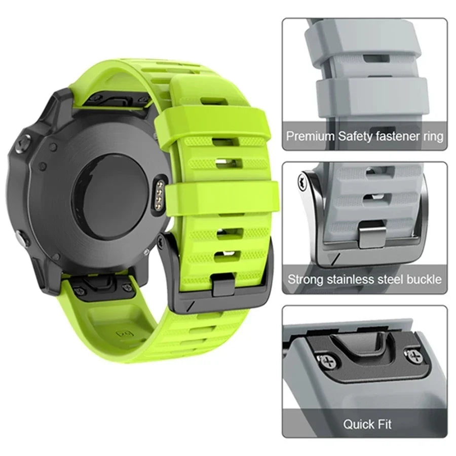 Silicone Quick Fit Band for Garmin Fenix 8/7/6/5 – 22mm & 26mm