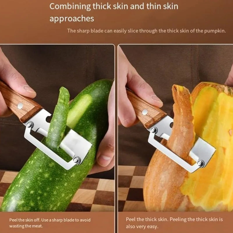 Multi-Function Vegetable Peeler – Wooden Handle & Bottle Opener