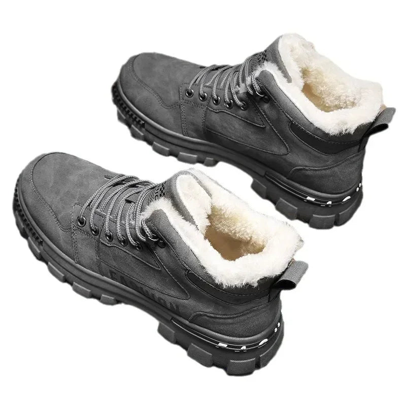 Men's Winter Snow Boots – Plush Lined Anti-Slip Lace-Up