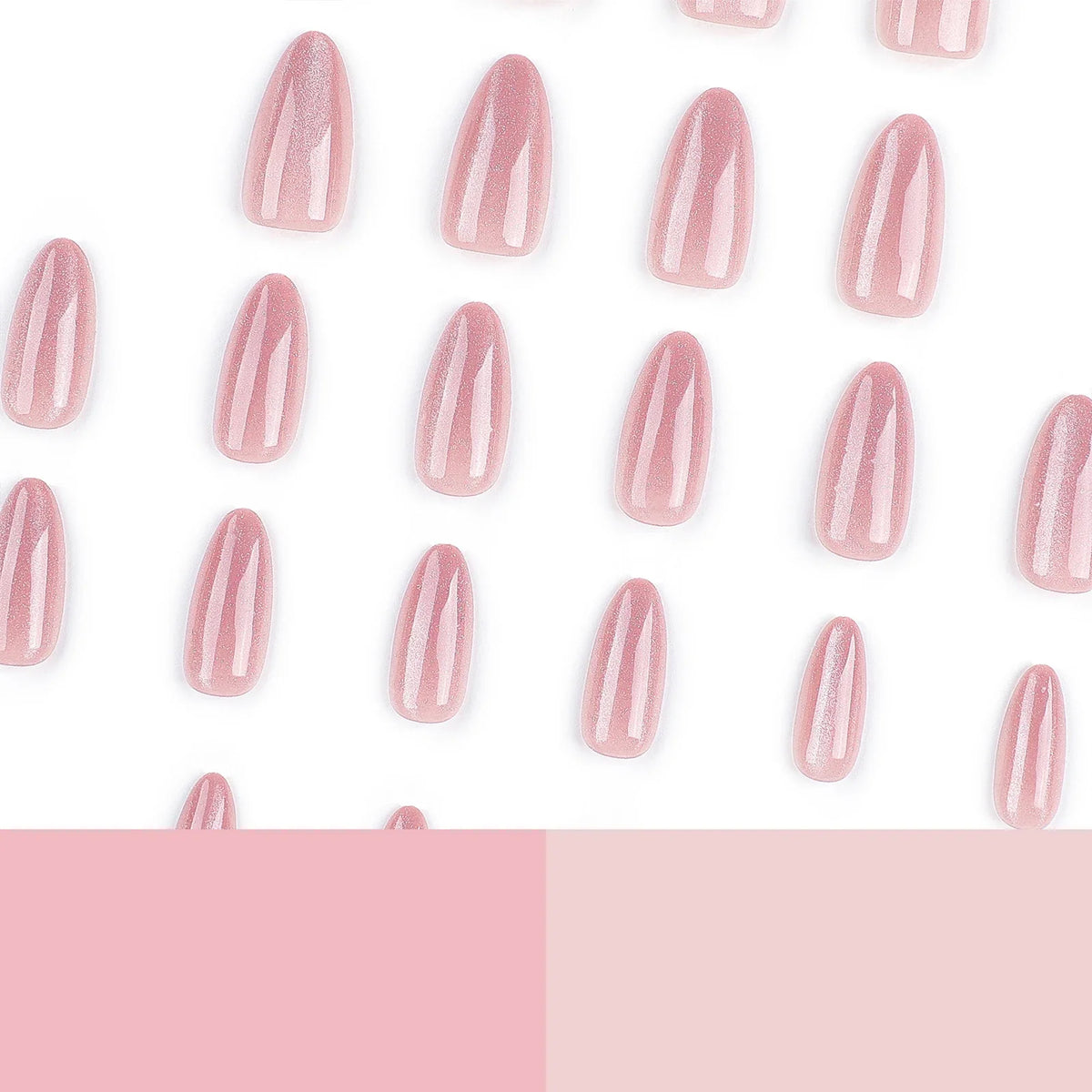 24pc Nude Pink Cat Eye Almond Press On Nails | Korean Style