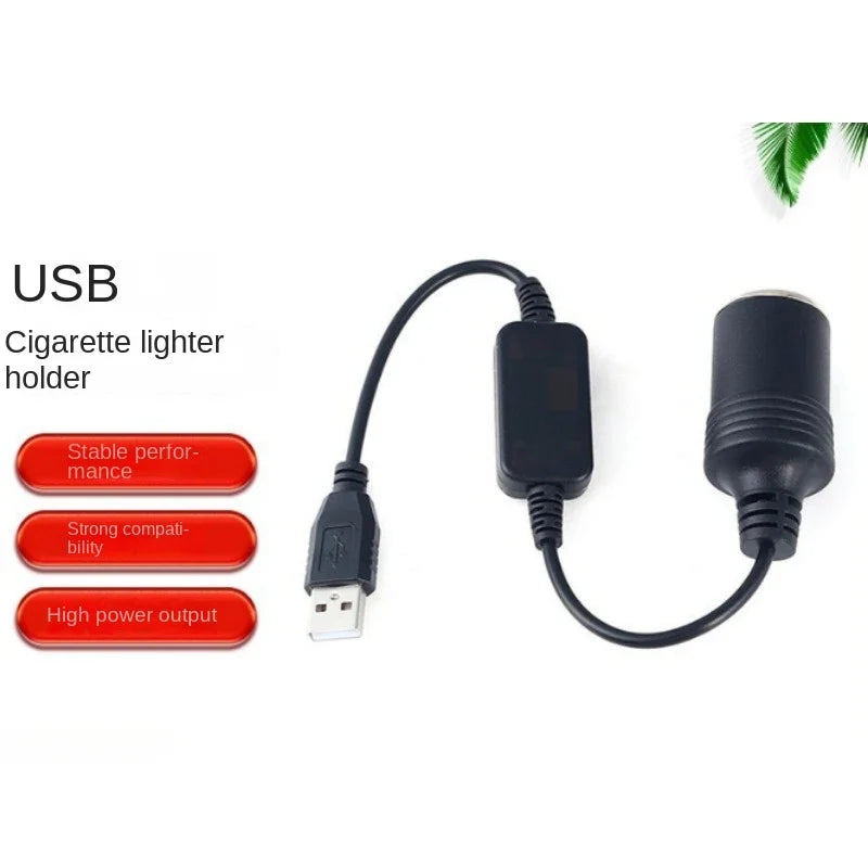 USB to 12V Cigarette Lighter Socket Adapter – 5V 2A Converter