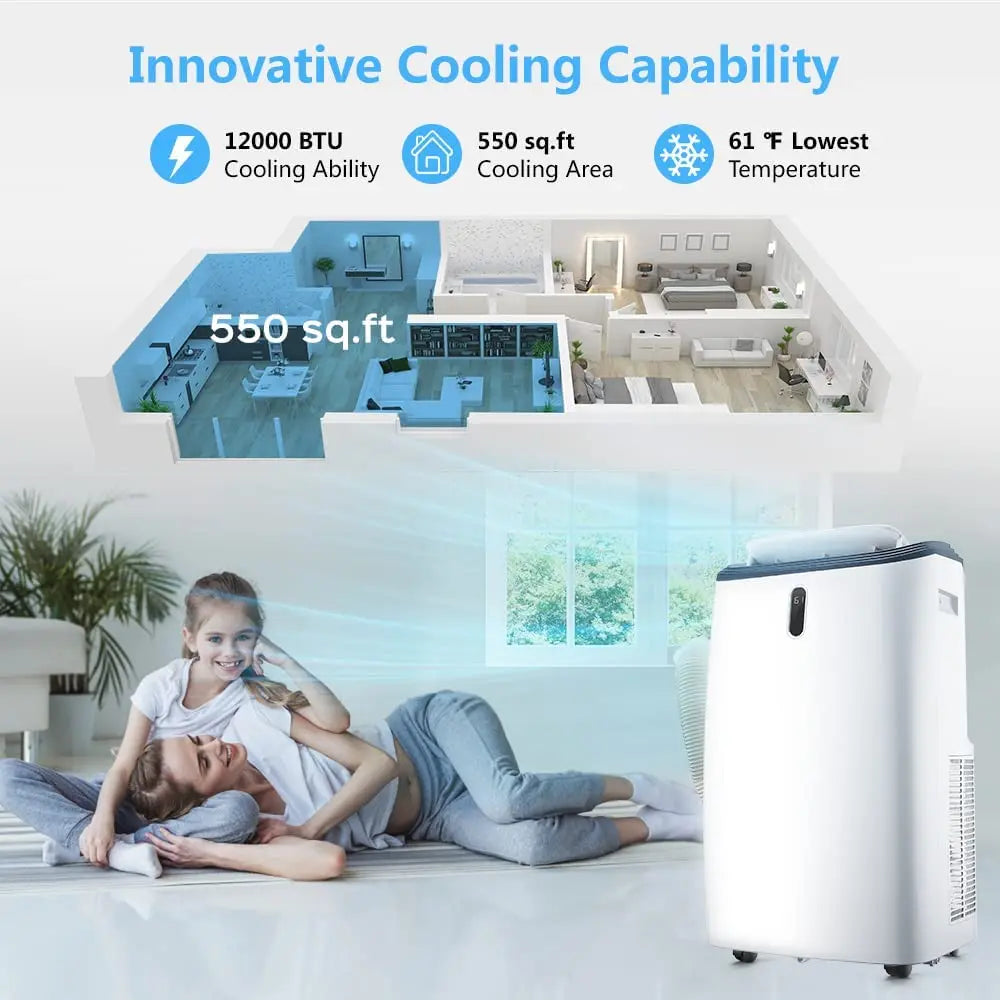 DUTRIEUX 14000 BTU Portable Air Conditioner – WiFi & Remote