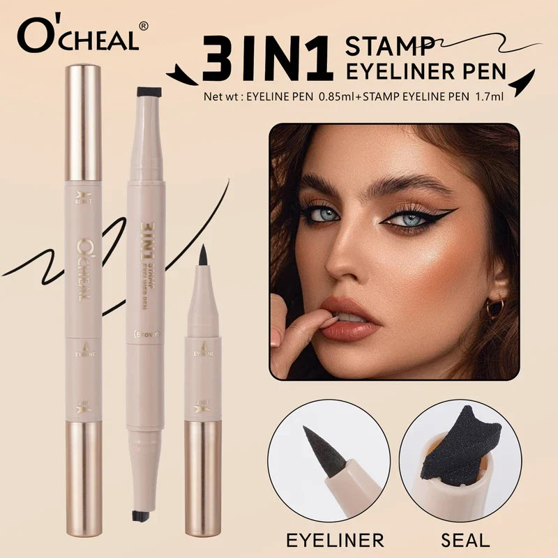 O'CHEAL 3-in-1 Stamp Eyeliner Pen – Waterproof & Long-Lasting