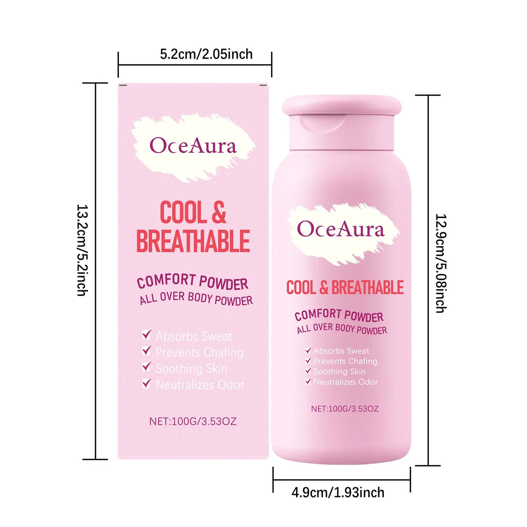 OceAura 100g Body Powder | Anti-Chafe, Sweat Absorb & Smooth Skin