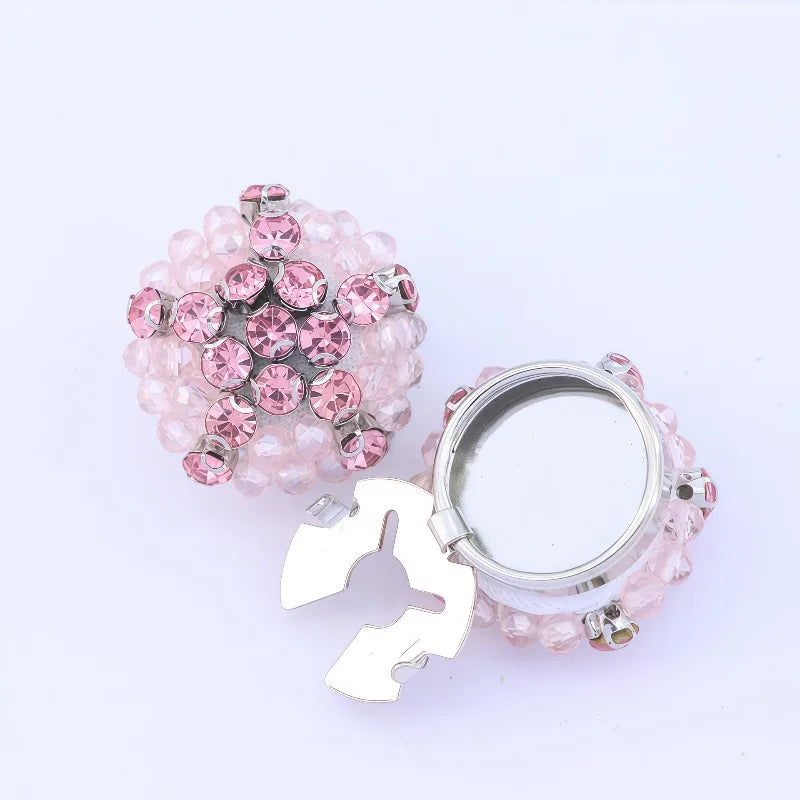 Handmade Crystal Turtle Button Covers – Embroidered Fabric Set