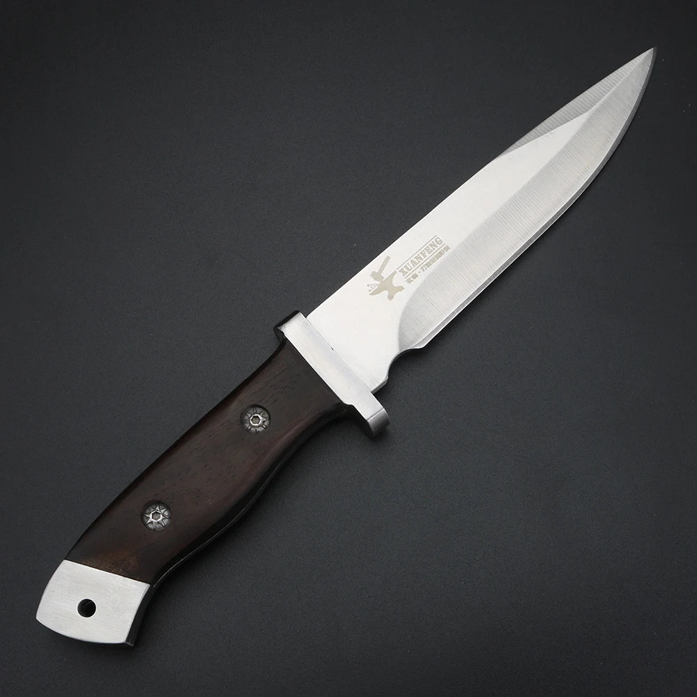 XUAN FENG D2 Steel Knife – Wood Handle BBQ & Outdoor Blade