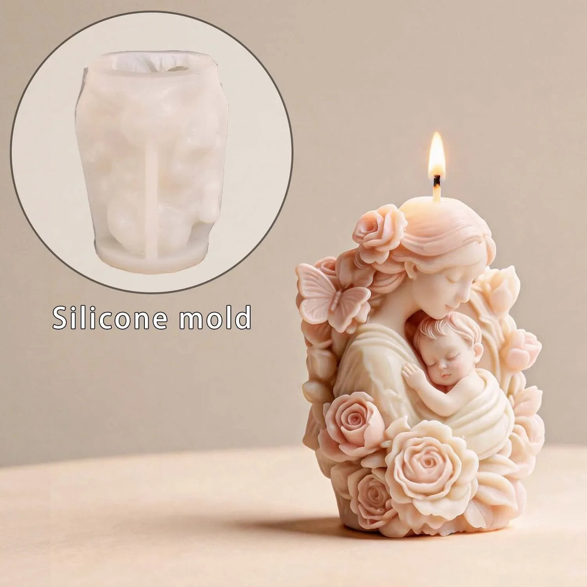 Resin Mold Non-toxic Gypsum Ornament Flower Mother Home Decoration
