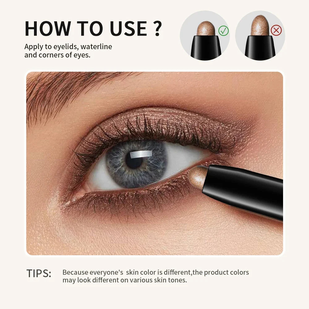 10-Color Glitter Eyeshadow Stick Set | Shimmer & Matte Crayon