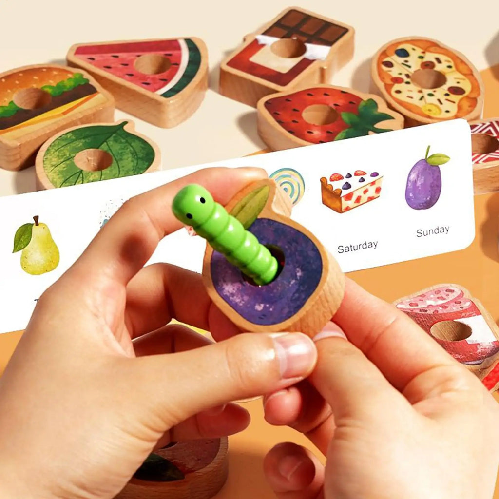 Wooden Threading Beads Toy – Toddler Sorting & Learning Set