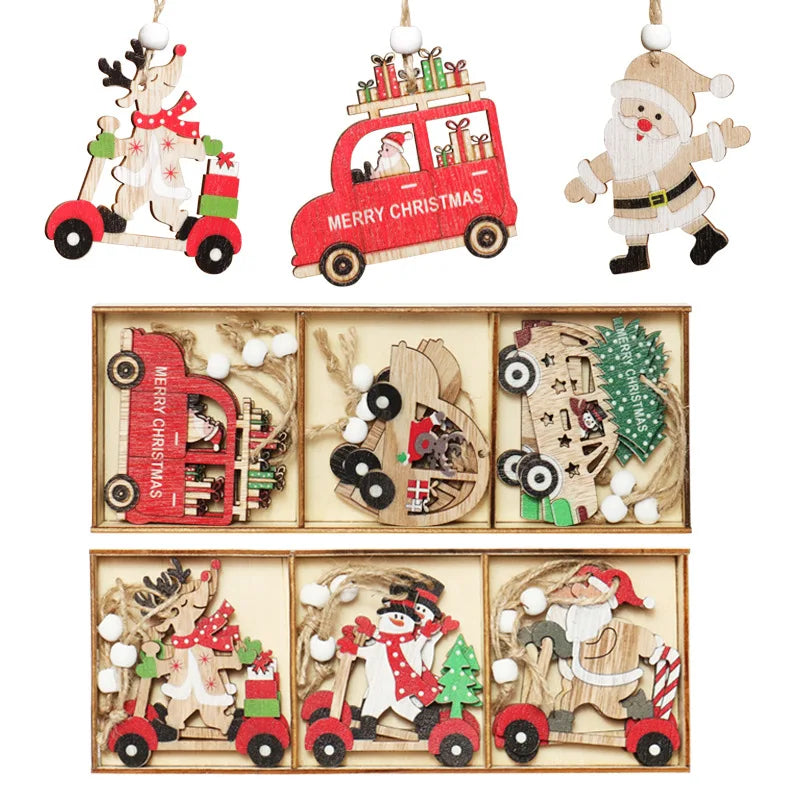 Christmas Decorations Wooden Elderly Snowman Combination Hanging Tree