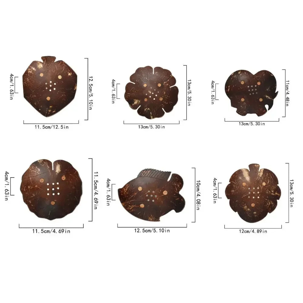 Coffee Coconut Shell Soap Holder Fish Elephant Drainage Dish Flower