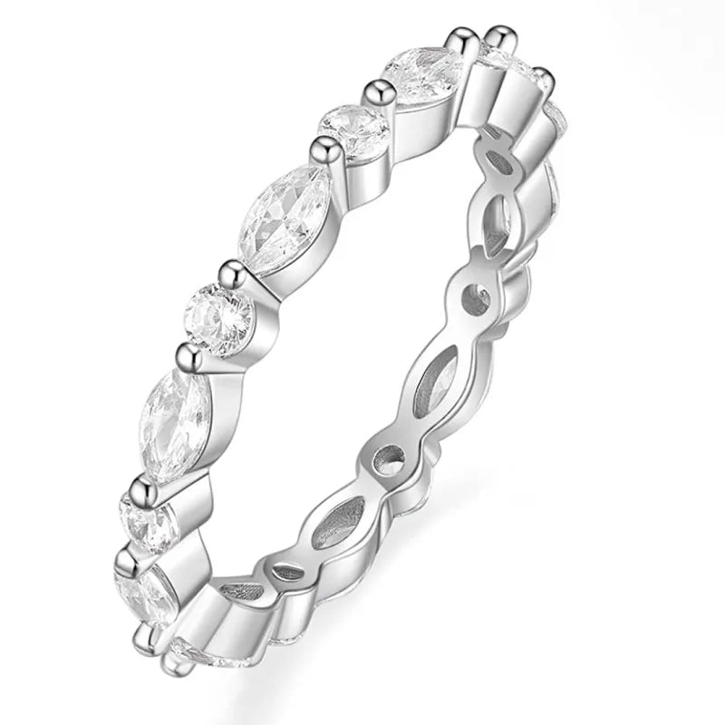Huitan Marquise CZ Women's Ring – Thin Band Statement Jewelry