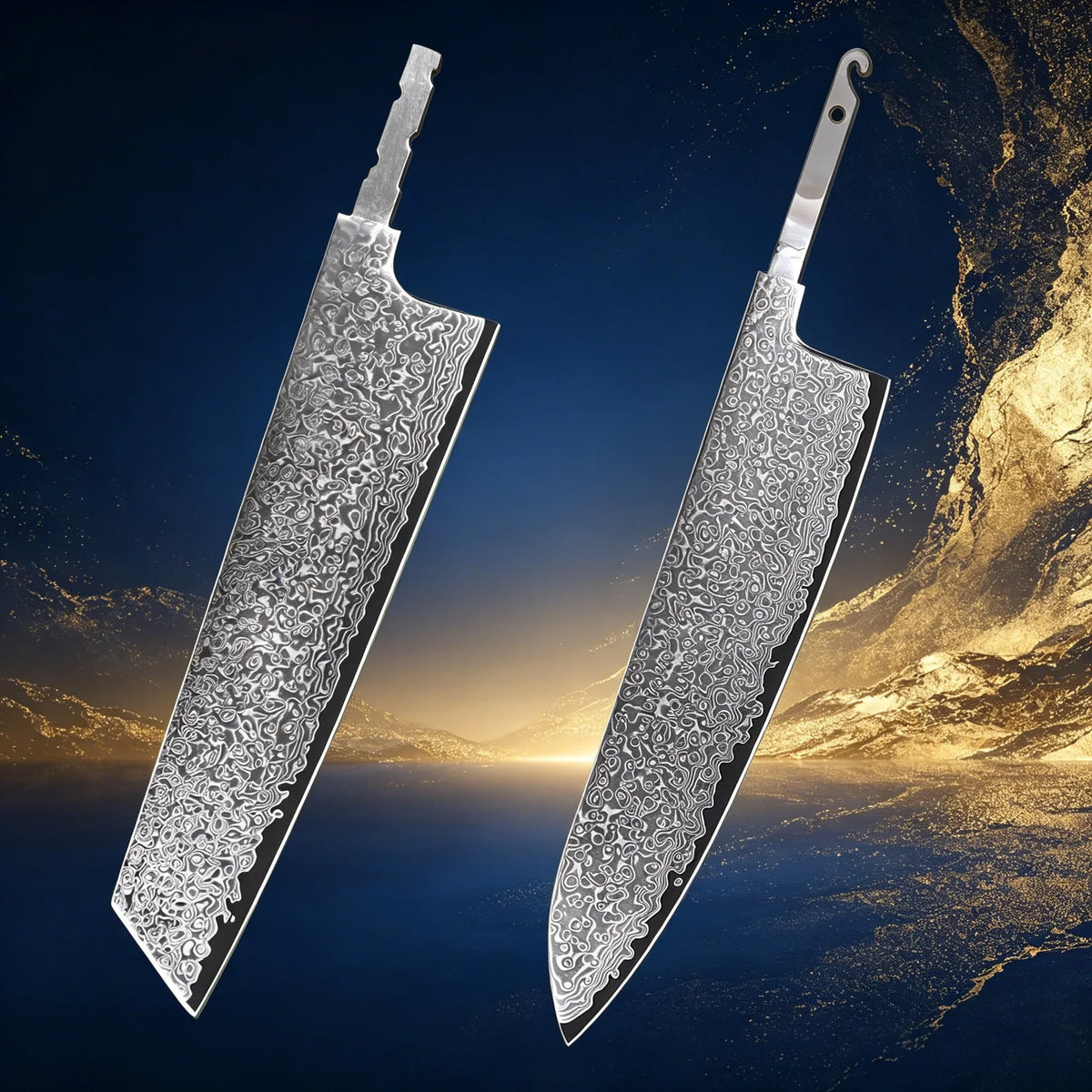 Hand Forged Damascus Steel Chef Knife Blade – 1 or 2 Pcs