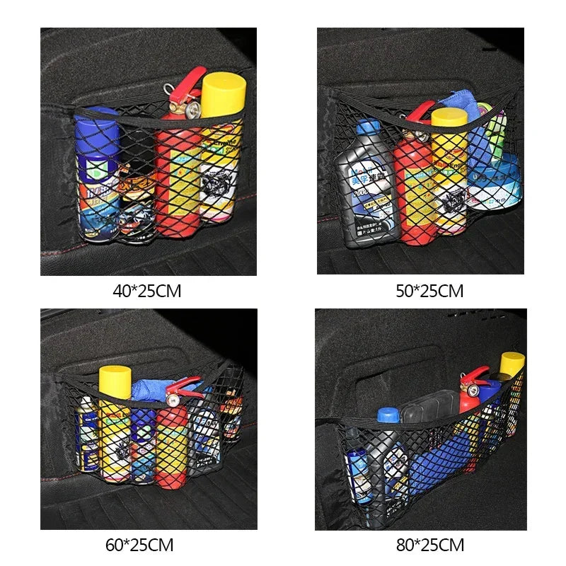Car Storage Net Stretchable Mesh Pocket Magic Elastic Sticker