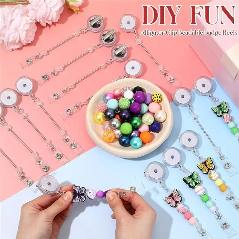 A36T-DIY Jewelry Making Alligator Clip Holder Swivel Beaded Blank