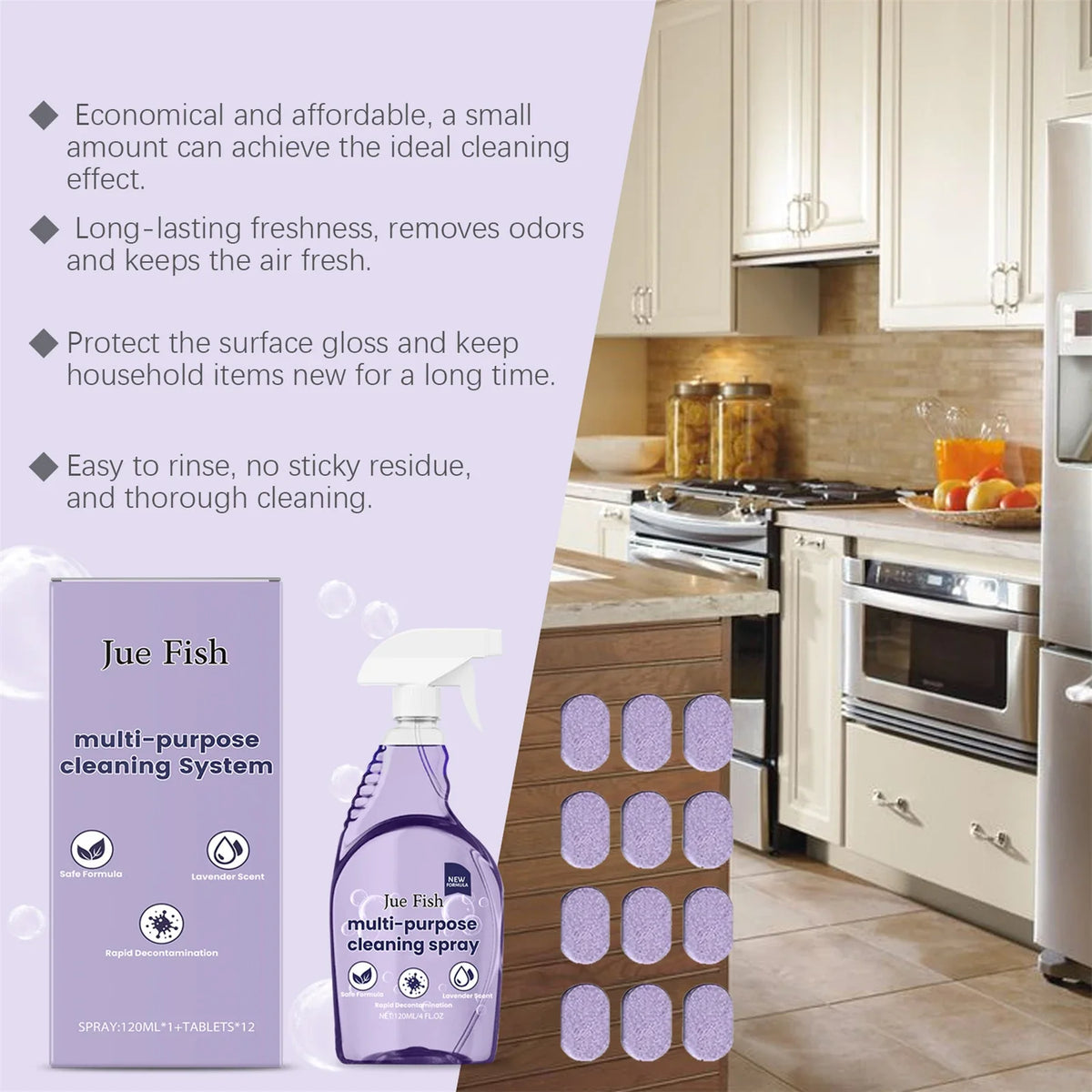 Kitchen Degreaser Spray + 12 Concentrated Cleaning Tablets