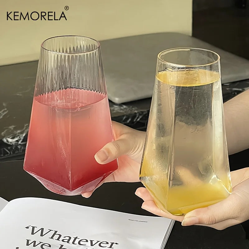 KEMORELA 500ml Geometric Crystal Highball Glasses – 1 or 2 Pack