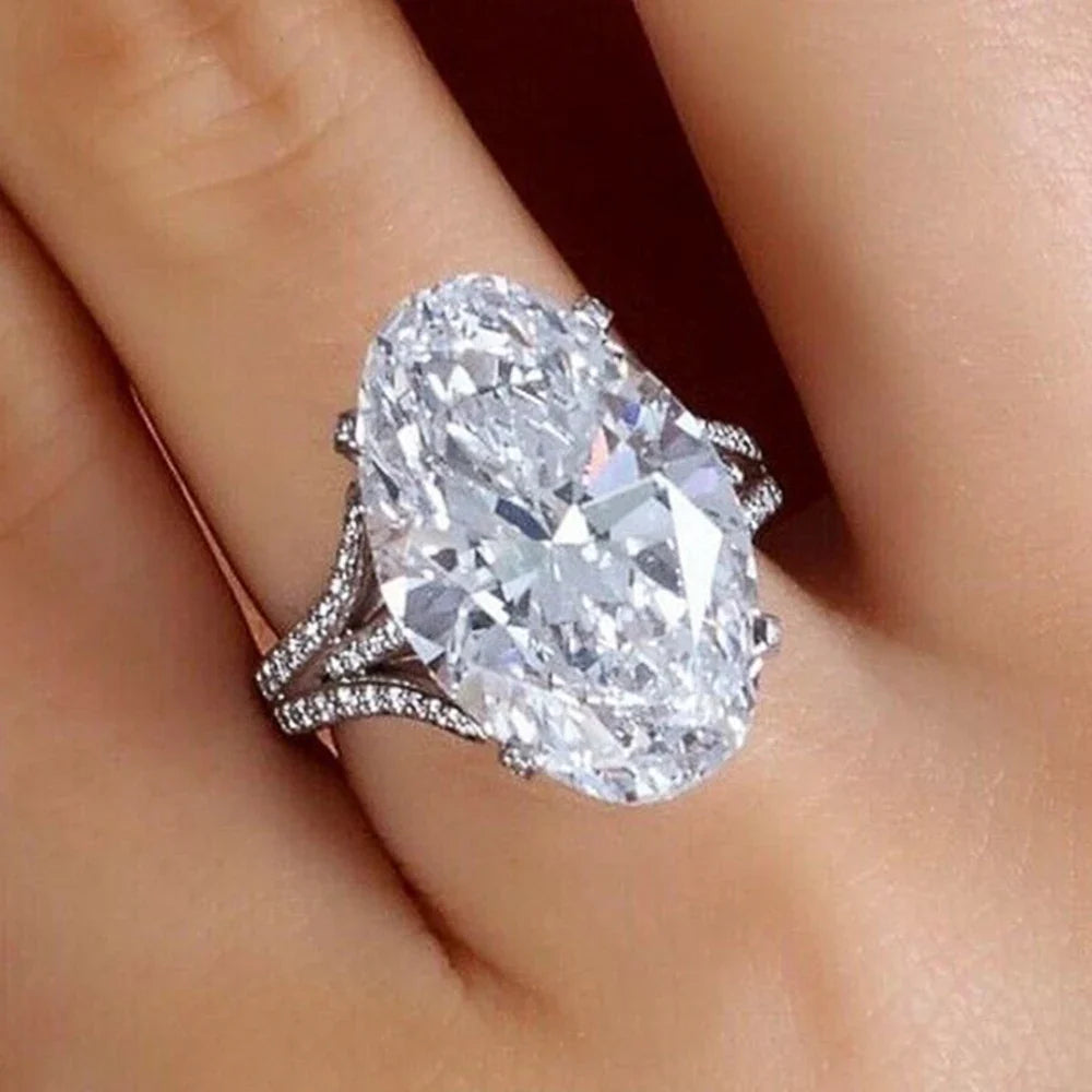Huitan Oval CZ Ring – Women's Classic Wedding Band | Sizes 5–14