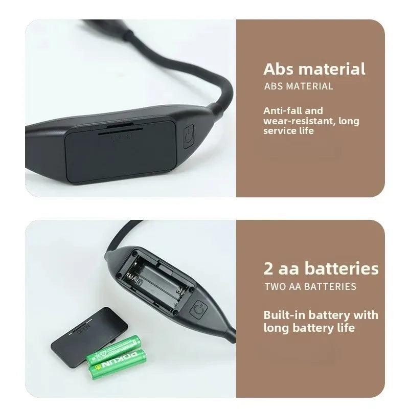 LED Neck Reading Light – 360° Flexible Arm, Battery Powered