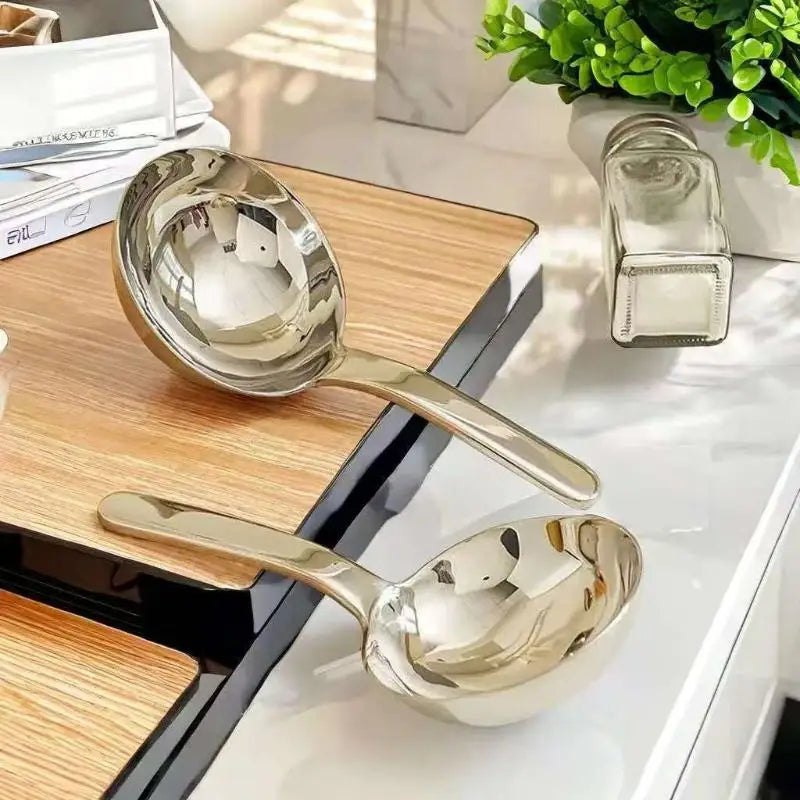 Stainless Steel Large Round Soup Spoon | Short Handle Ladle