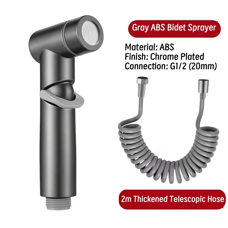 2-Pack Telescopic Handheld Bidet Sprayer Kit | Chrome ABS
