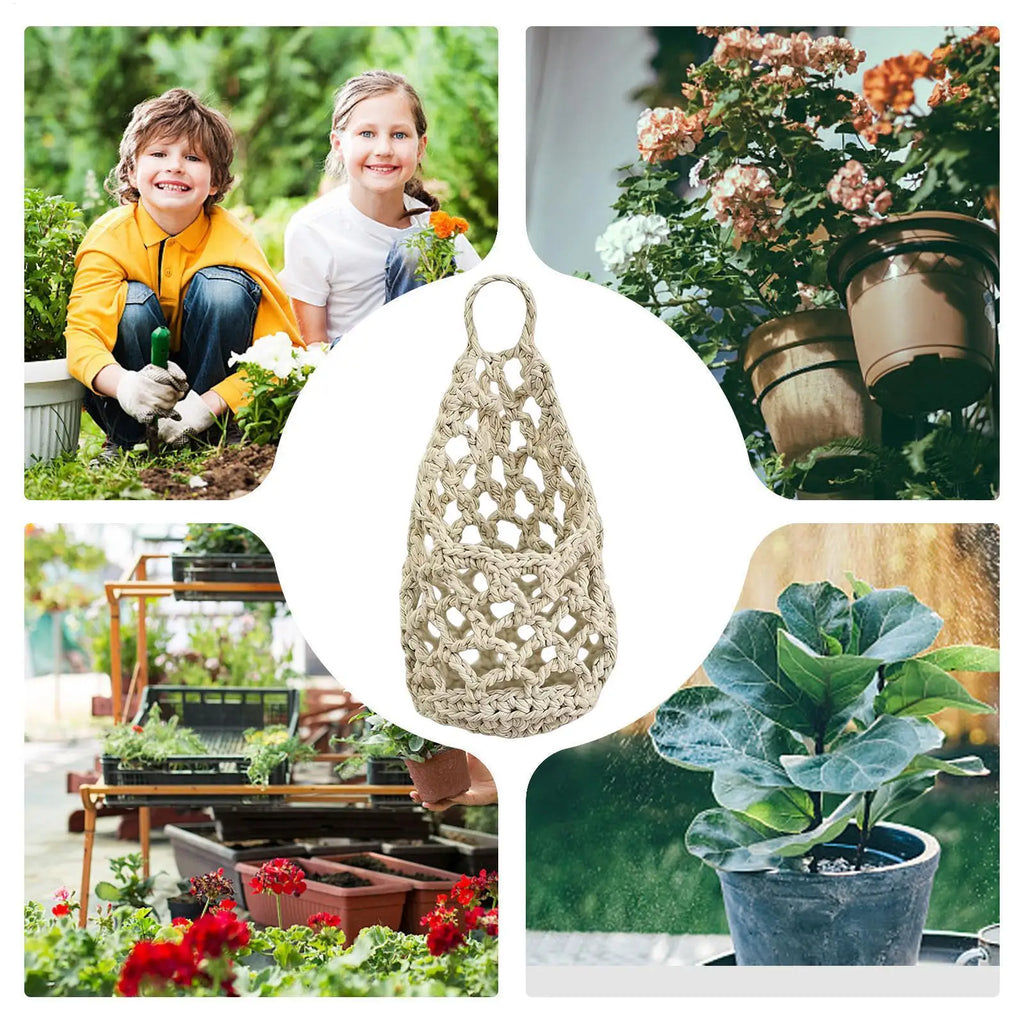 Boho Macrame Plant Hanger | Cotton Woven Wall Basket