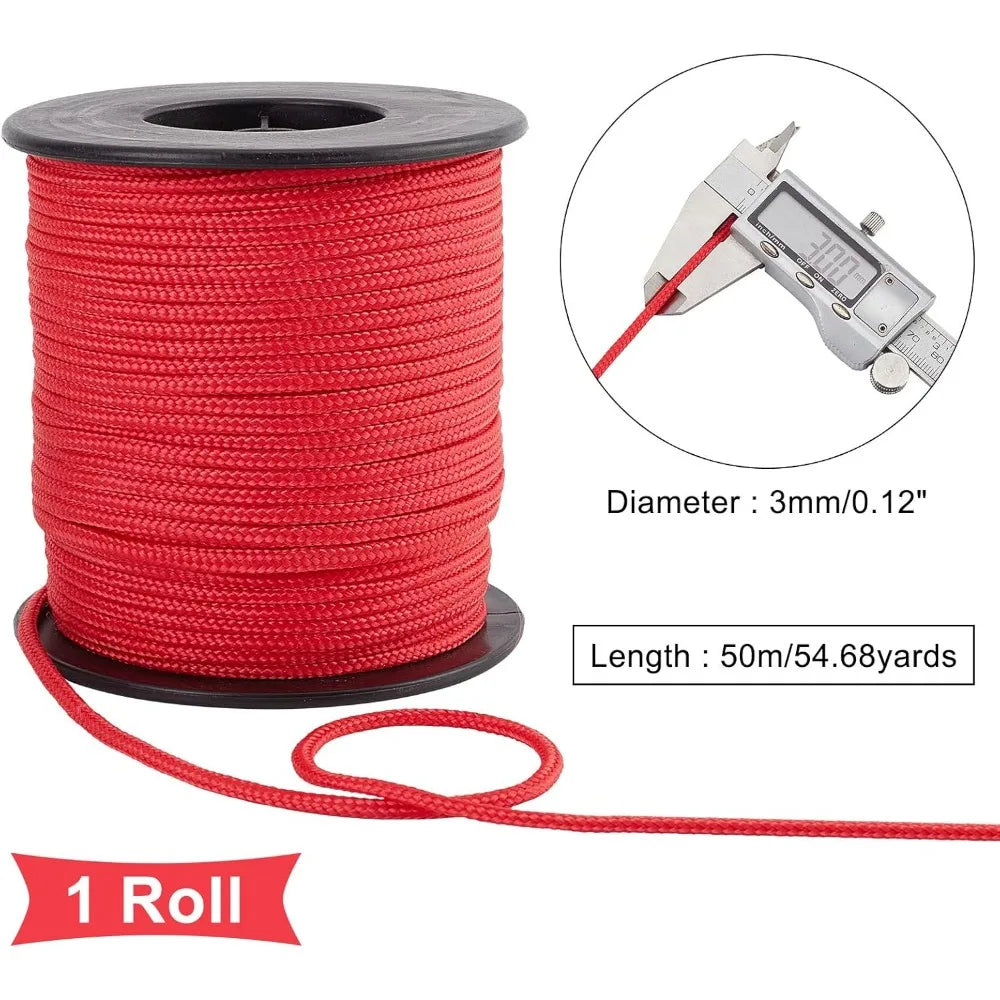 3mm Red Braided Nylon Paracord 54 Yards – Camping & DIY Rope