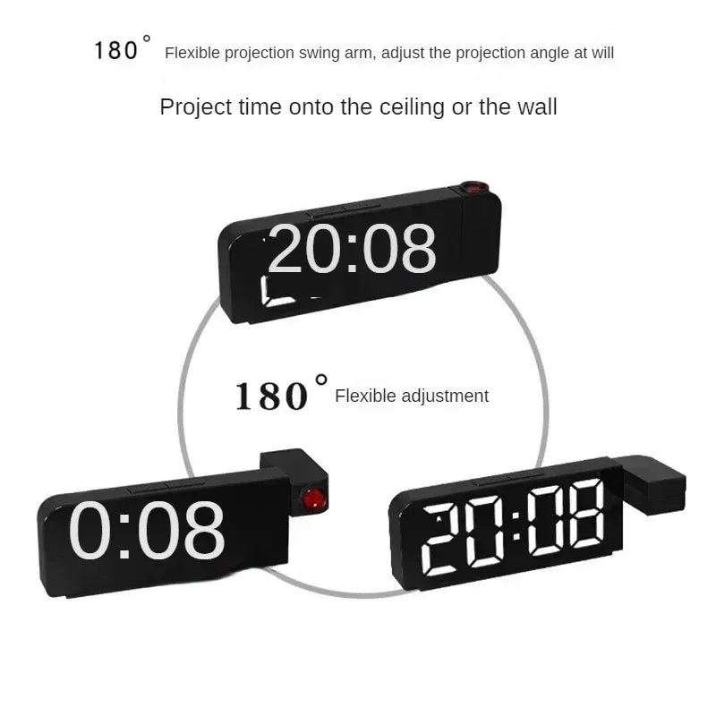 USB Projection Alarm Clock | LED Display, Temperature & Date