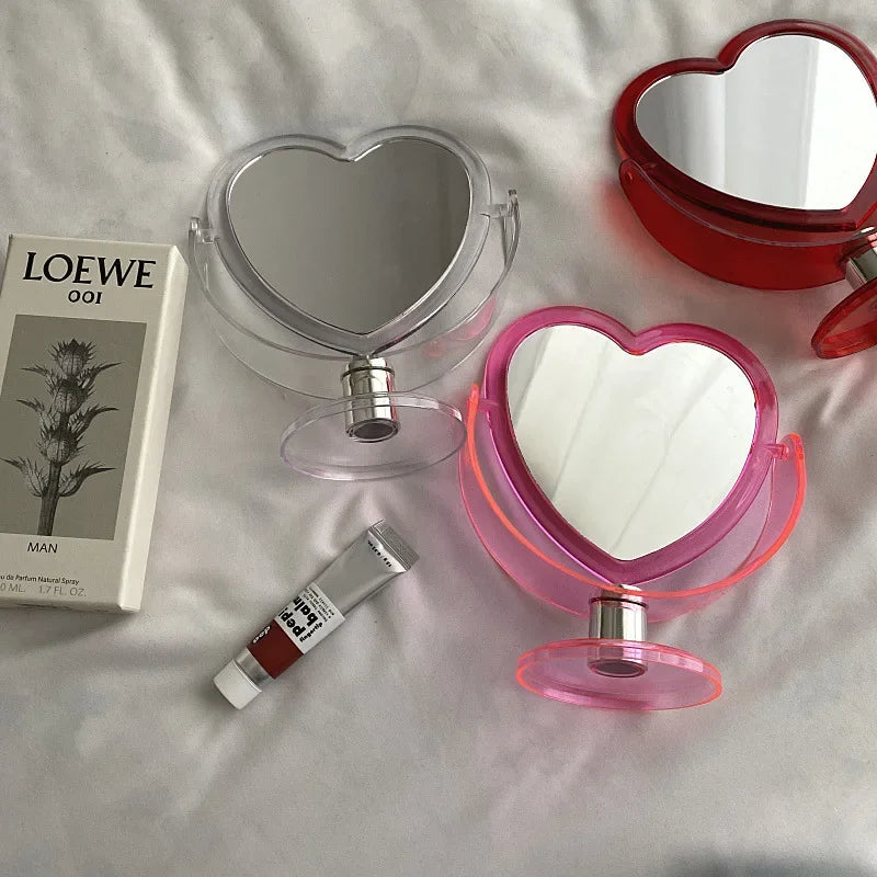 2-Pack Heart-Shaped Double Sided Acrylic Vanity Makeup Mirror